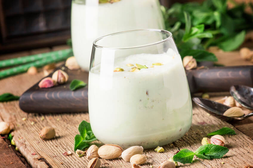 Pistachio smoothie in a glass