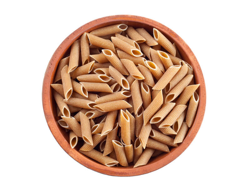 A bowl of whole wheat pasta