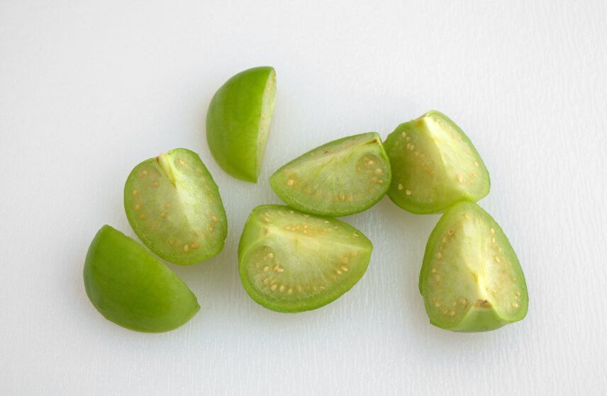 Sliced tomatillos